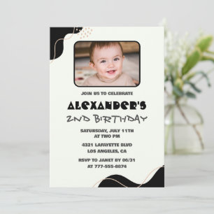 Invitaciones de cumpleaños negras para niños de 2