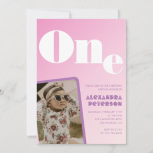 invitaciones de cumpleaños niña gradiente rosa fot