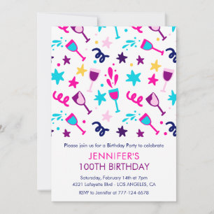 invitaciones de cumpleaños número 100 cóctel moder