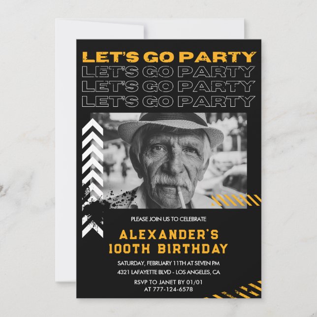 invitaciones de cumpleaños número 100 hombres Foto (Anverso)
