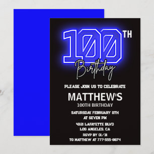 Invitaciones de cumpleaños número 100 negras Moder
