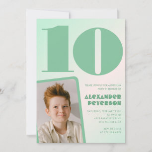 Invitaciones de cumpleaños número 10 con gradiente