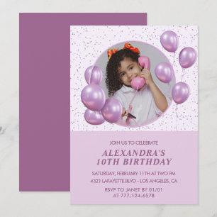 invitaciones de cumpleaños número 10 Globos Foto P
