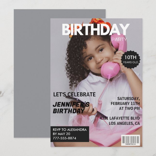 invitaciones de cumpleaños número 10 para ella Por (Anverso / Reverso)