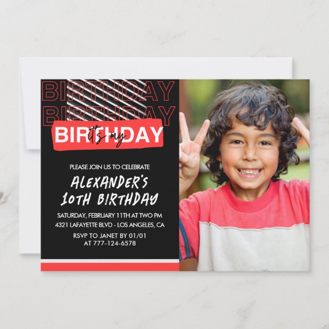 invitaciones de cumpleaños número 10 para niño Fie (Anverso)