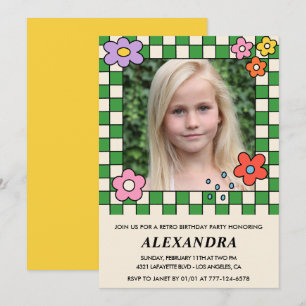 invitaciones de cumpleaños número 11 Flores Retro