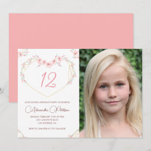 invitaciones de cumpleaños número 12 Boho Floral F