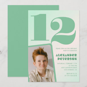 Invitaciones de cumpleaños número 12 con gradiente