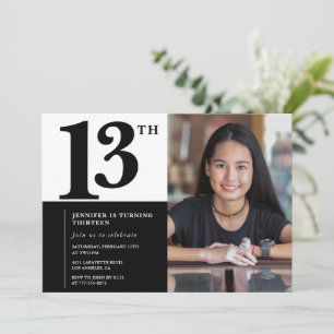 Invitaciones de cumpleaños número 13 con foto Eleg