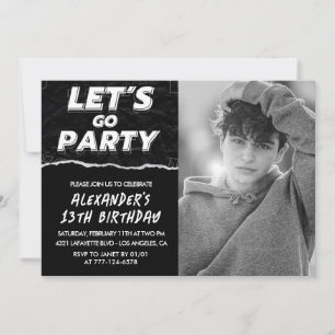 Invitaciones de cumpleaños número 13 negras para n