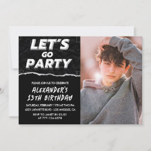 Invitaciones de cumpleaños número 13 negras para n