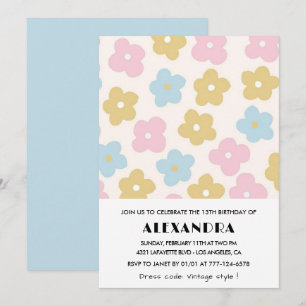 invitaciones de cumpleaños número 13 niña floral a