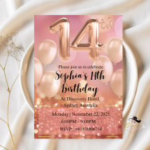 Invitaciones de cumpleaños número 14 para niñas en