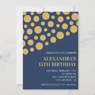 Invitaciones de cumpleaños número 15 negras Dorado