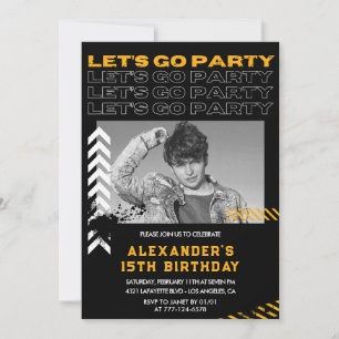 Invitaciones de cumpleaños número 15 negras para h