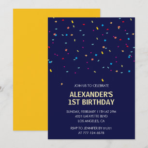 invitaciones de cumpleaños número 1 Niño Confeti M