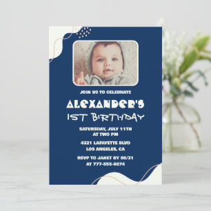 invitaciones de cumpleaños número 1 Niño Foto Simp