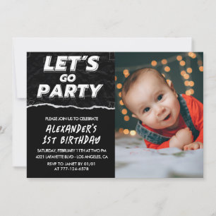 Invitaciones de cumpleaños número 1 para niño negr