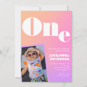 Invitaciones de cumpleaños número 1 rosa para ella