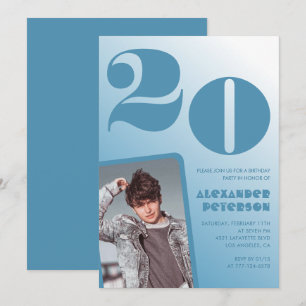 Invitaciones de cumpleaños número 20 con gradiente