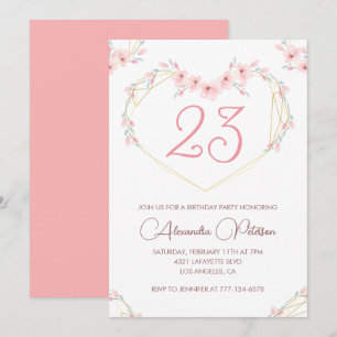 invitaciones de cumpleaños número 23 Boho Floral R