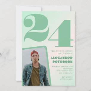 Invitaciones de cumpleaños número 24 con gradiente