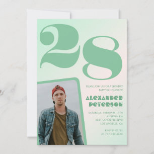 Invitaciones de cumpleaños número 28 con gradiente