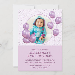 invitaciones de cumpleaños número 2 Globos Foto Pu