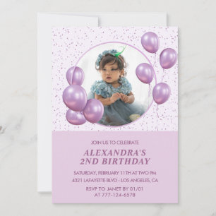 invitaciones de cumpleaños número 2 Globos Foto Pu
