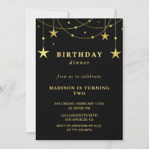 Invitaciones de cumpleaños número 2 negras con est