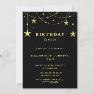 Invitaciones de cumpleaños número 2 negras con est