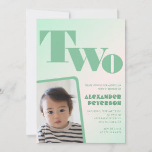 Invitaciones de cumpleaños número 2 niño gradiente