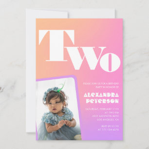 Invitaciones de cumpleaños número 2 rosadas para e