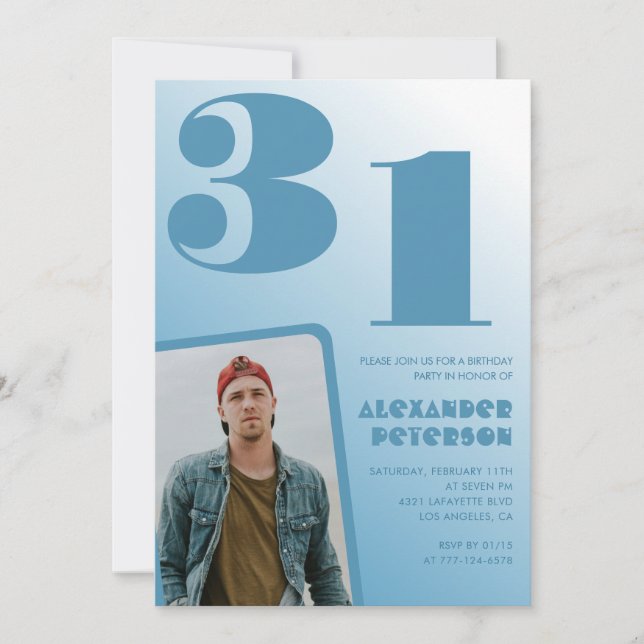 Invitaciones de cumpleaños número 31 con gradiente (Anverso)