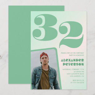 Invitaciones de cumpleaños número 32 con gradiente
