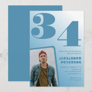Invitaciones de cumpleaños número 34 con gradiente