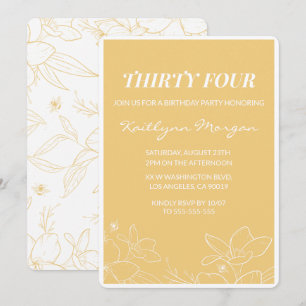 Invitaciones de cumpleaños número 34 Floral Modern