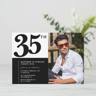 Invitaciones de cumpleaños número 35 en blanco y n