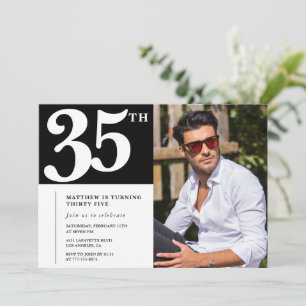 Invitaciones de cumpleaños número 35 en blanco y n