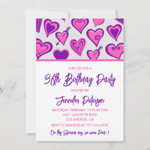 Invitaciones de cumpleaños número 36 con patrón de