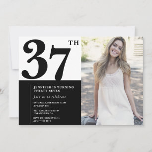 Invitaciones de cumpleaños número 37 con foto en b