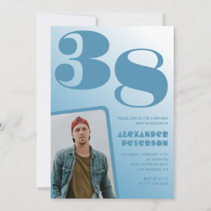 Invitaciones de cumpleaños número 38 gradiente azu