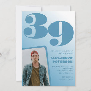 Invitaciones de cumpleaños número 39 con gradiente