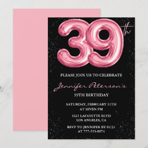 Invitaciones de cumpleaños número 39 de Black Pink