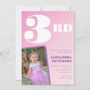 Invitaciones de cumpleaños número 3 con gradiente
