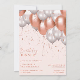 Invitaciones de cumpleaños número 3 de oro rosa Gl