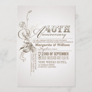 invitaciones de cumpleaños número 40 con tipografí