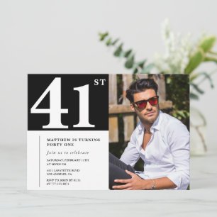 Invitaciones de cumpleaños número 41 en blanco y n