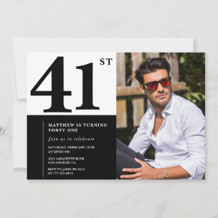 Invitaciones de cumpleaños número 41 en blanco y n