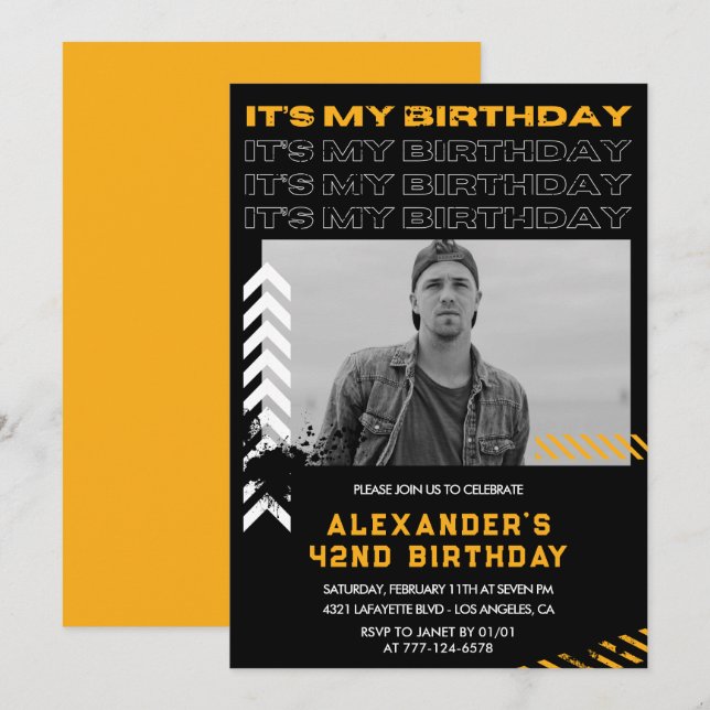 invitaciones de cumpleaños número 42 para hombres  (Anverso / Reverso)